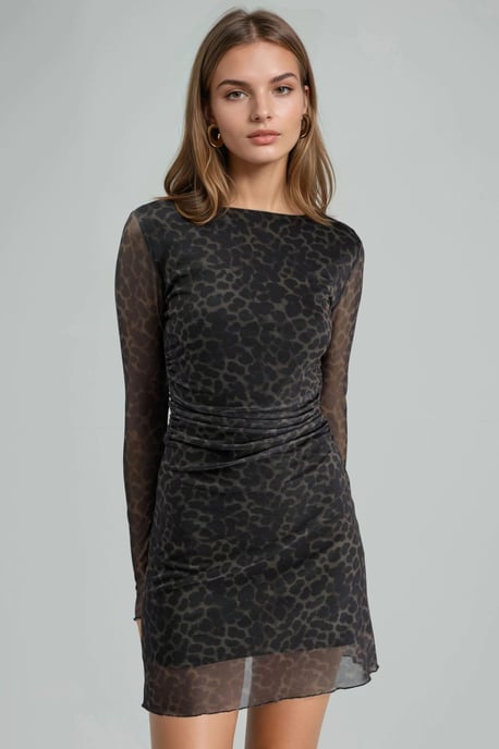 A-Linien Leopardenmuster Mini-Kleid - Image 5