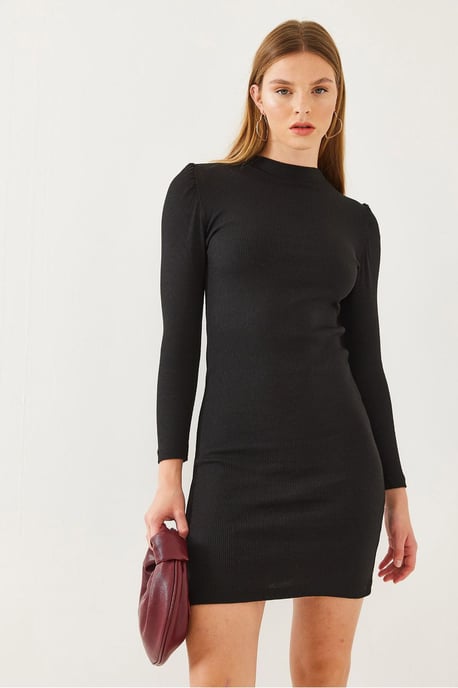 Rippstrick-Jersey-Minikleid mit Rundhalsausschnitt - Image 2
