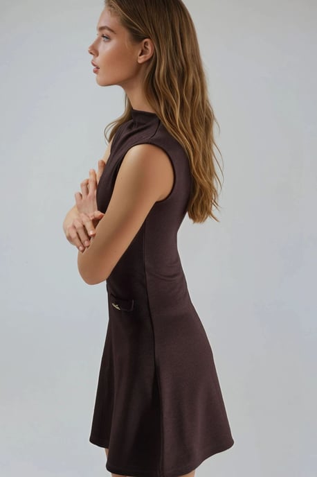 Mini-Kleid mit Stehkragen und Taschen-Details - Image 4