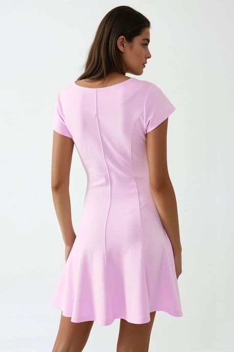 Elastisches Rundhalsweiches Basic-Mini-Kleid - Image 4