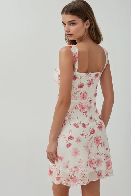 Punkteärmeloses Mini-Tüllkleid mit quadratischem Ausschnitt - Image 4