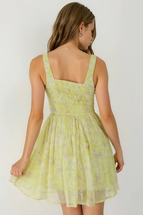 Blumenmuster Mini-Kleid mit quadratischem Kragen - Image 5