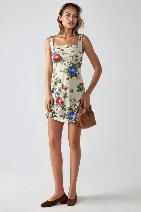 Bedrucktes Bodycon-Minikleid mit quadratischem Kragen - Image 2