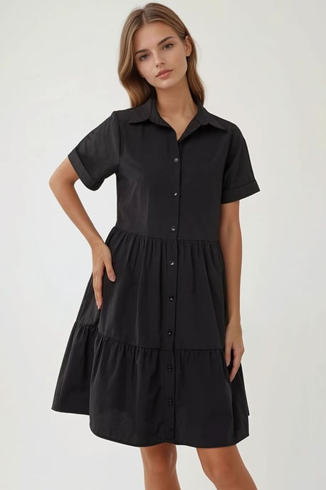 Mini A-Linien Hemdblusenkleid mit Knöpfen - Image 2