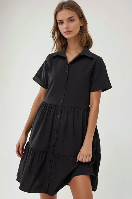 Mini A-Linien Hemdblusenkleid mit Knöpfen - Image 3