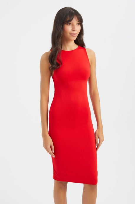Rundhals Ärmelloses Mini Bodycon Kleid - Image 3