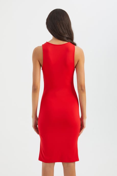 Rundhals Ärmelloses Mini Bodycon Kleid - Image 5