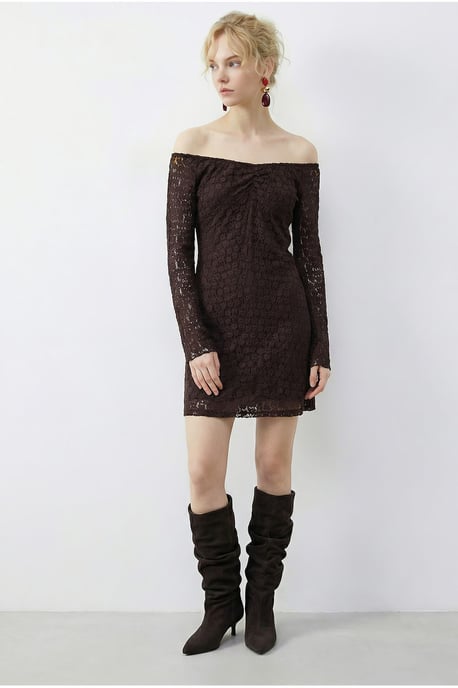 Spitzen Off-Shoulder Mini-Kleid - Image 2