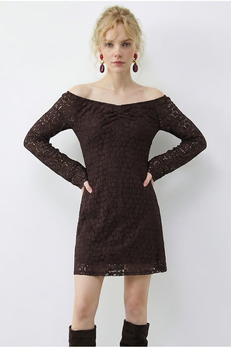 Spitzen Off-Shoulder Mini-Kleid - Image 3