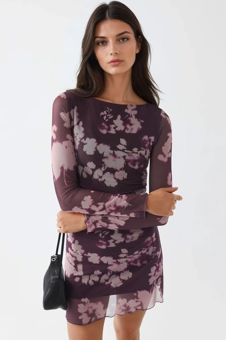 Blumen-Minikleid mit langen Ärmeln - Image 1
