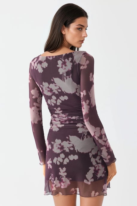 Blumen-Minikleid mit langen Ärmeln - Image 3