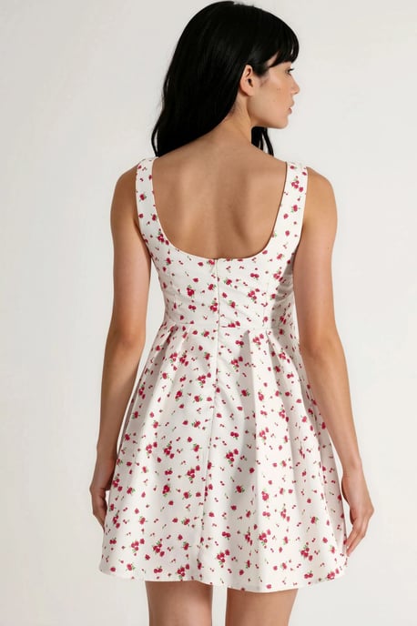 Blumen A-Linien Mini-Kleid mit Rundhalsausschnitt - Image 4
