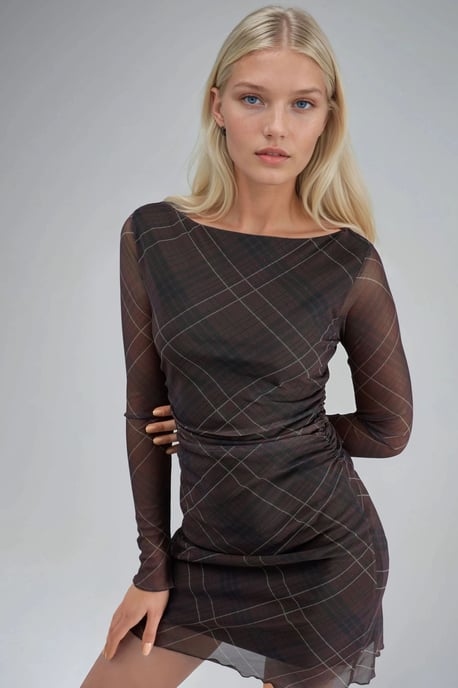 Karierter Tüll-Minikleid - Image 1