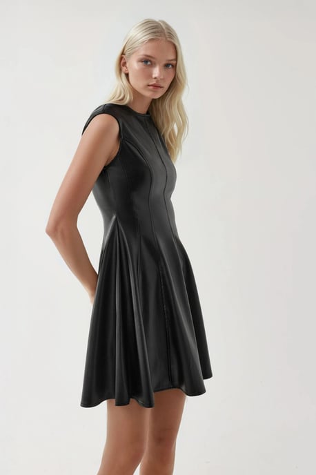 Kunstleder Mini-Kleid mit Reißverschluss - Image 4