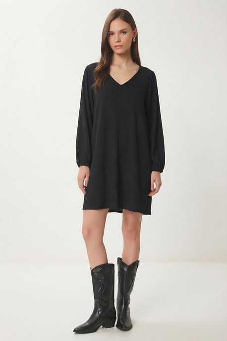 V-Ausschnitt Lockeres Mini-Kleid - Image 1