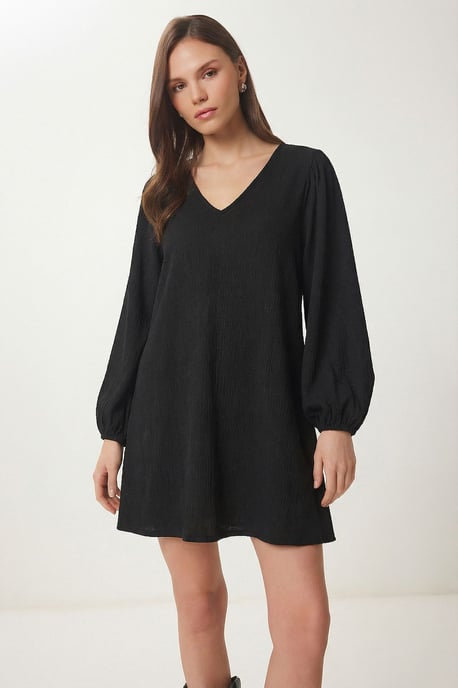 V-Ausschnitt Lockeres Mini-Kleid - Image 3
