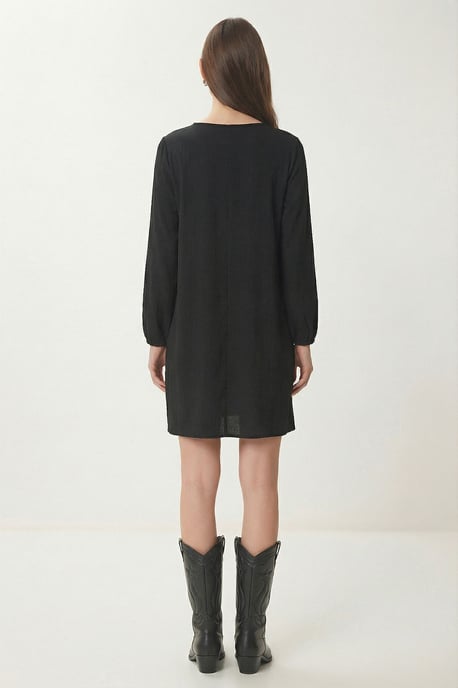 V-Ausschnitt Lockeres Mini-Kleid - Image 6
