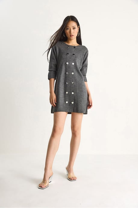 Strick-Minikleid mit Knöpfen - Image 2
