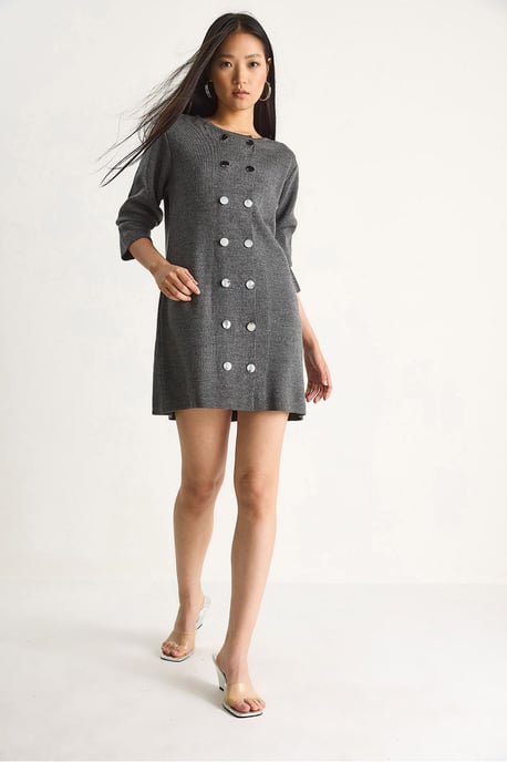 Strick-Minikleid mit Knöpfen - Image 3