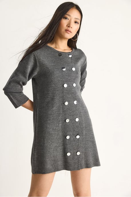 Strick-Minikleid mit Knöpfen - Image 4