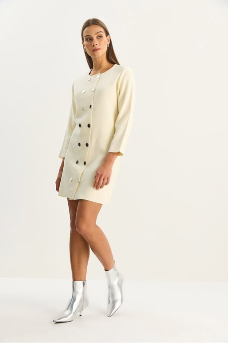Strick-Minikleid mit Knöpfen - Image 3