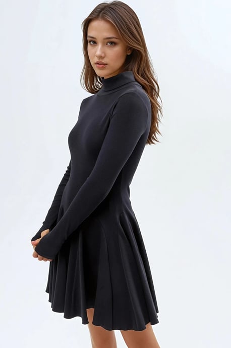 Busem Mini-Rollkragen-Jersey-Kleid - Schwarz - Image 2