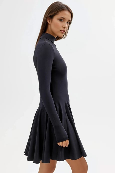 Busem Mini-Rollkragen-Jersey-Kleid - Schwarz - Image 3