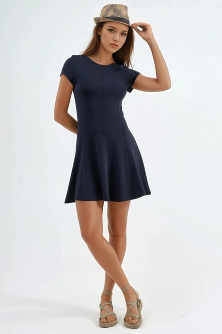 Kurzes ärmelloses Mini A-Linien-Kleid - Image 4