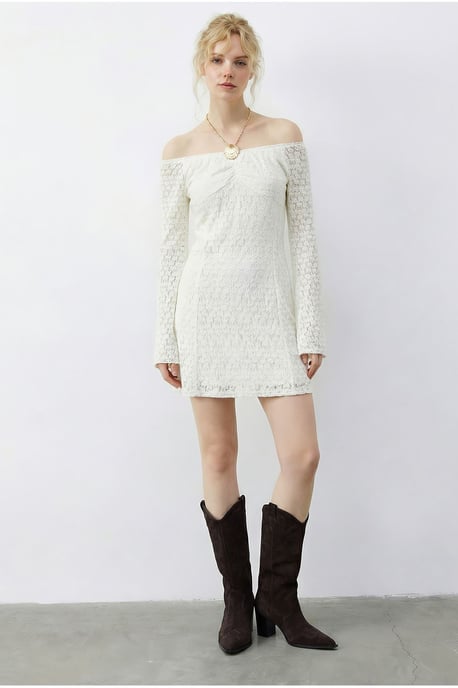 Spitzen Off-Shoulder Mini-Kleid - Image 3