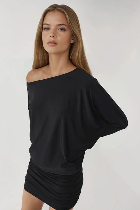 Asymmetrisches Kragenfigurbetontes Minikleid - Image 4