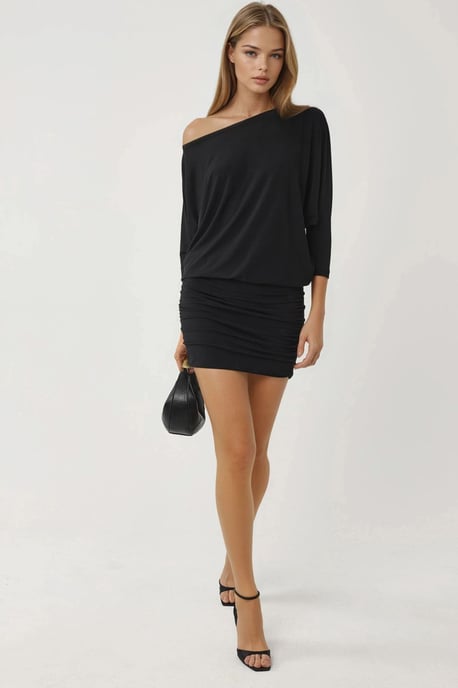 Asymmetrisches Kragenfigurbetontes Minikleid - Image 6