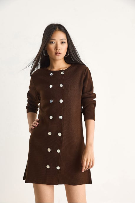 Strick-Minikleid mit Knöpfen - Image 2