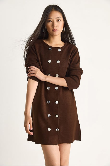 Strick-Minikleid mit Knöpfen - Image 4