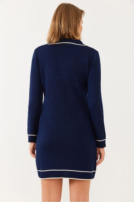 Rippstrickkleid mit Hemdkragen - Image 3