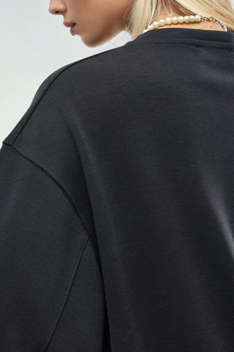 Übergroße gerippte Kurzbluse mit Rundhalsausschnitt - Image 5