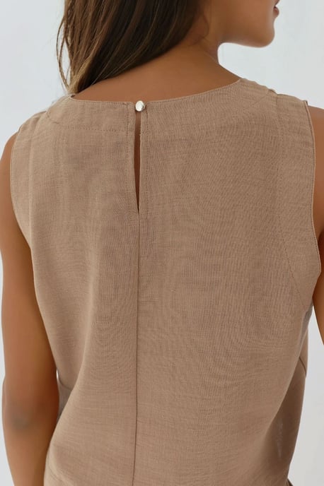 Leinengefühl Bluse & Elastischer Taillenbund Hosen Zweiteiliges Set - Image 6