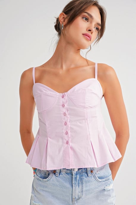 Herzchen-Ausschnitt Knopf-Front Peplum Cami Top - Image 1