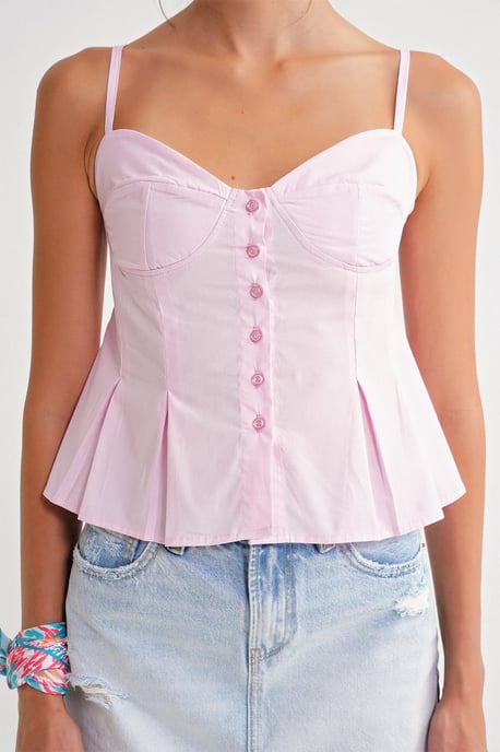 Herzchen-Ausschnitt Knopf-Front Peplum Cami Top - Image 6