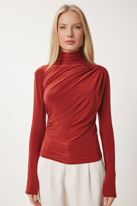 Slim Fit Rüschentop mit Stehkragen - Image 3