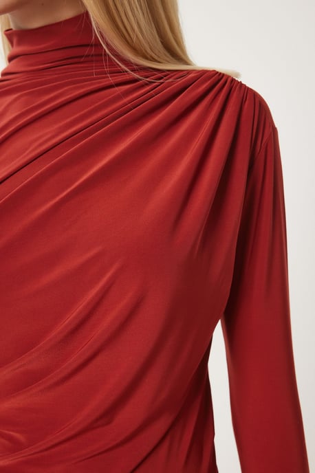 Slim Fit Rüschentop mit Stehkragen - Image 4