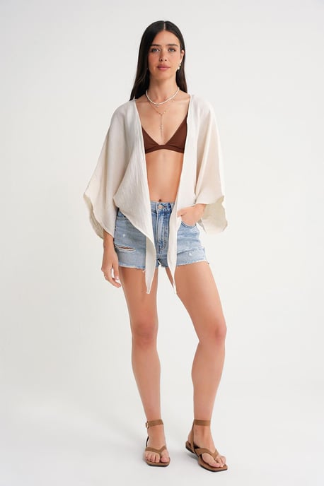 Texturierte V-Ausschnitt Bolero-Bluse - Image 2