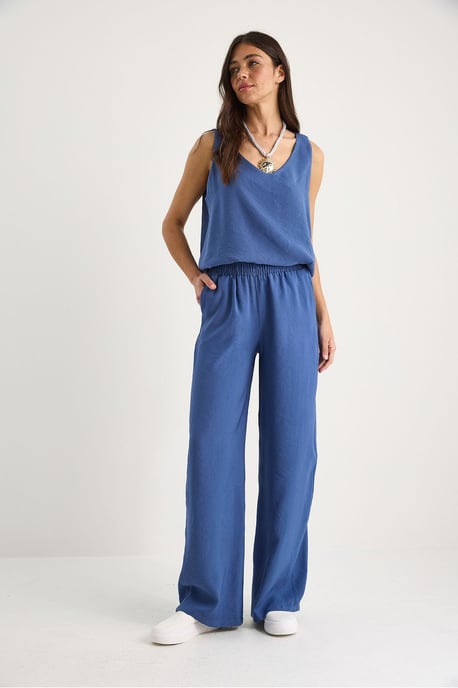 V-Ausschnitt Baumwollbluse-Hosen Zweiteiliges Set - Image 4