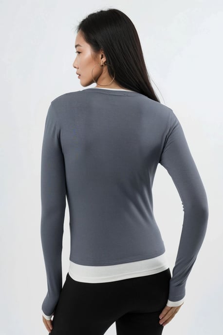 Bluse mit Kontrastnähten und langen Ärmeln - Image 4