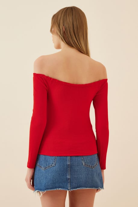 Figurbetonte Bluse mit langen Ärmeln und Herzkragen - Image 4
