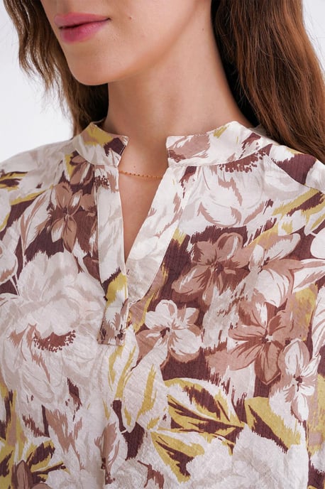 Bluse mit floralem Druck und langen Ärmeln im Mandarin-Kragen-Stil - Image 5