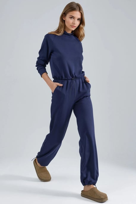 Modal Touch Halbkragenbluse & Elastische Taillenhose - Image 2