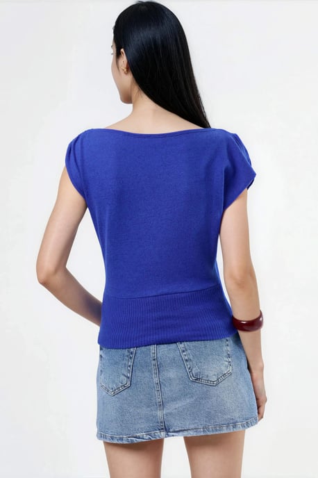 Boot-Ausschnitt Rippen-Bluse - Image 3