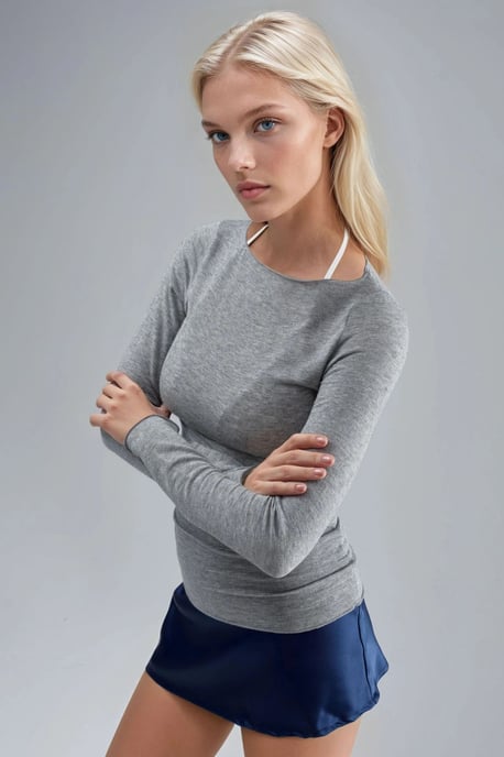 Schlanke Passform Boot-Ausschnitt Bluse - Image 2