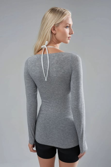 Schlanke Passform Boot-Ausschnitt Bluse - Image 3