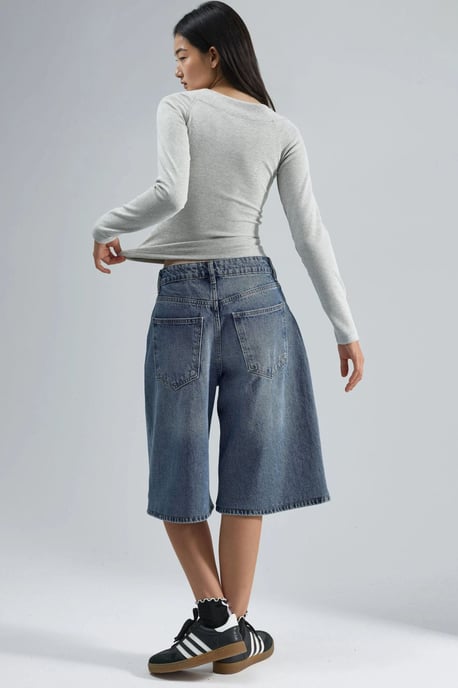 Schlanker Schnitt Rippendes Boot-Ausschnitt Bluse - Image 5
